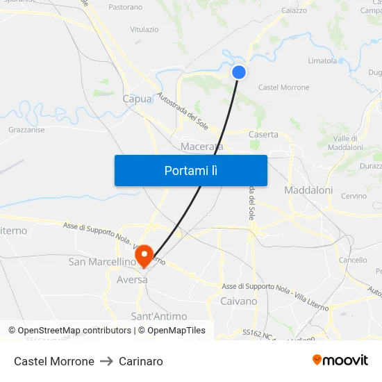 Castel Morrone to Carinaro map
