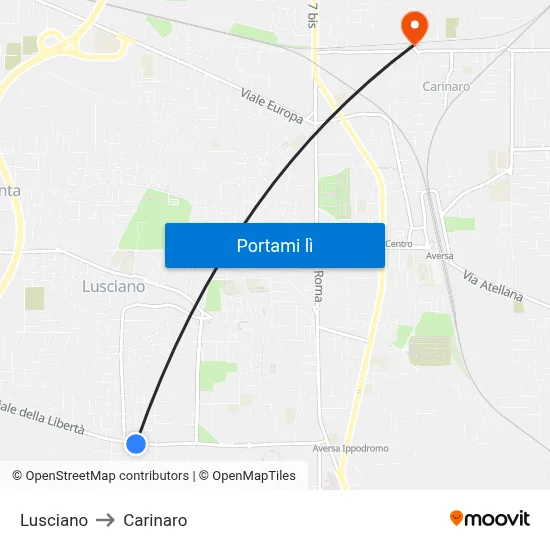 Lusciano to Carinaro map