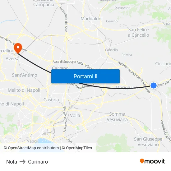 Nola to Carinaro map