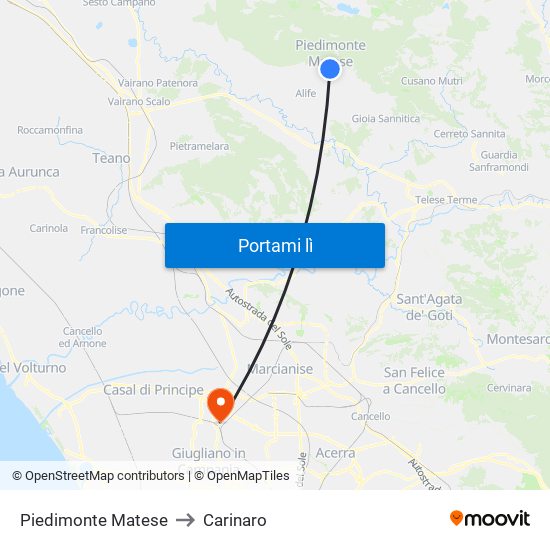 Piedimonte Matese to Carinaro map