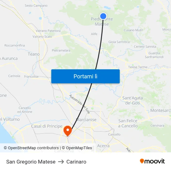 San Gregorio Matese to Carinaro map