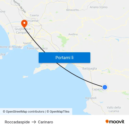 Roccadaspide to Carinaro map