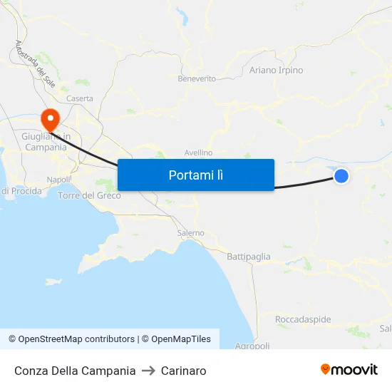 Conza Della Campania to Carinaro map