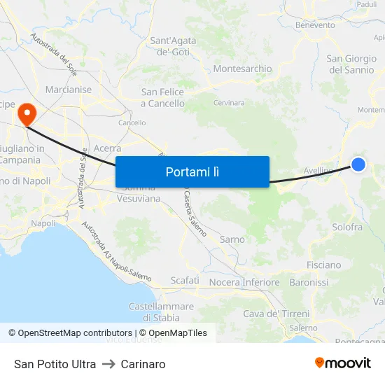 San Potito Ultra to Carinaro map