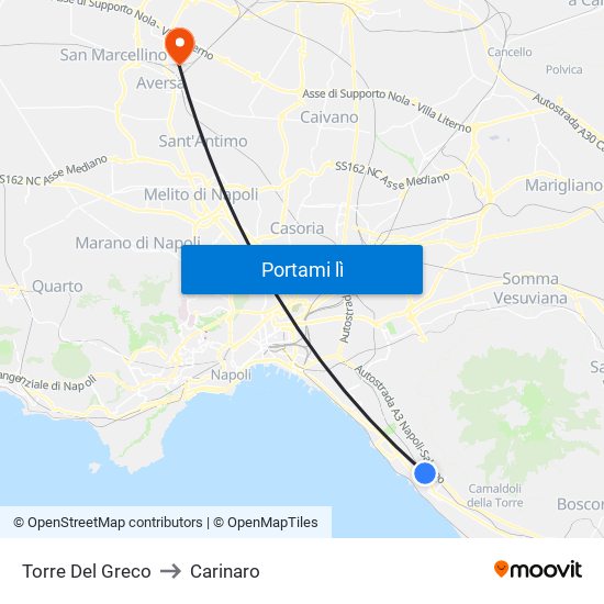Torre Del Greco to Carinaro map