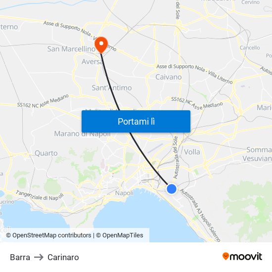 Barra to Carinaro map