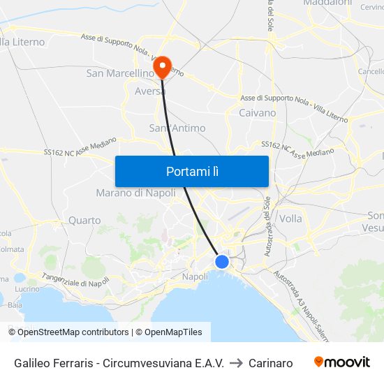 Galileo Ferraris - Circumvesuviana E.A.V. to Carinaro map