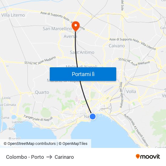 Colombo - Porto to Carinaro map