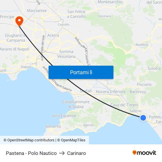 Pastena  - Polo Nautico to Carinaro map