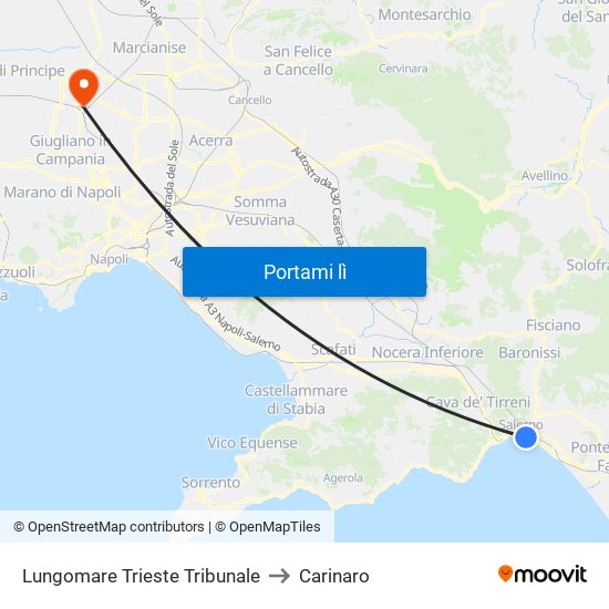 Lungomare Trieste Tribunale to Carinaro map