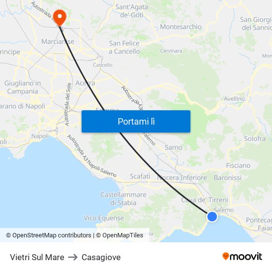 Vietri Sul Mare to Casagiove map