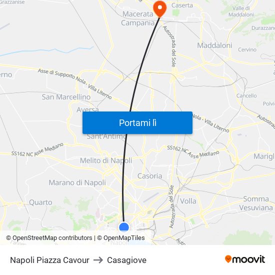 Napoli Piazza Cavour to Casagiove map