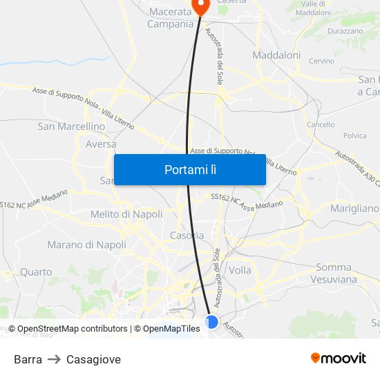 Barra to Casagiove map