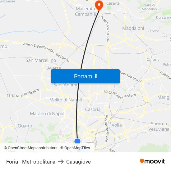 Foria - Metropolitana to Casagiove map