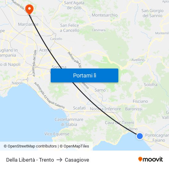 Della Libertà - Trento to Casagiove map