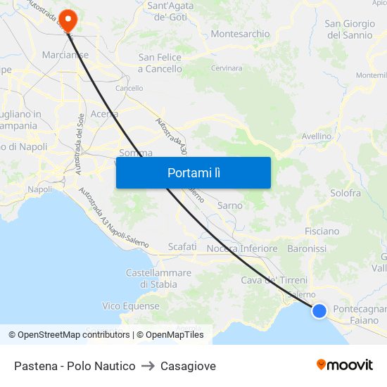 Pastena  - Polo Nautico to Casagiove map