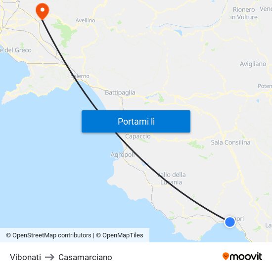 Vibonati to Casamarciano map