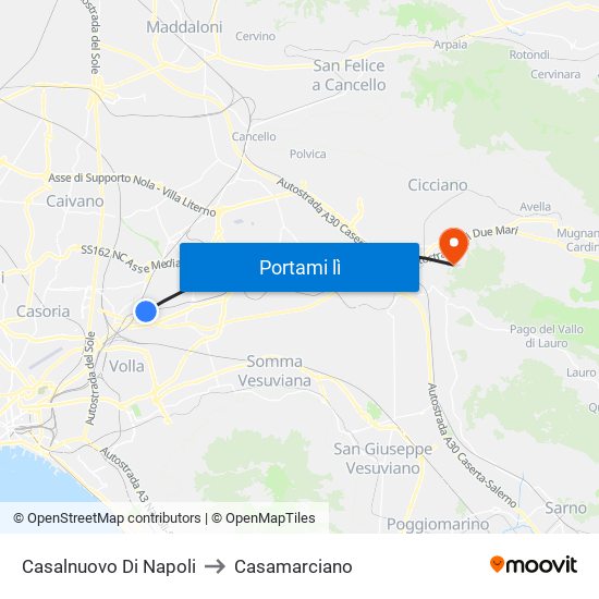 Casalnuovo Di Napoli to Casamarciano map