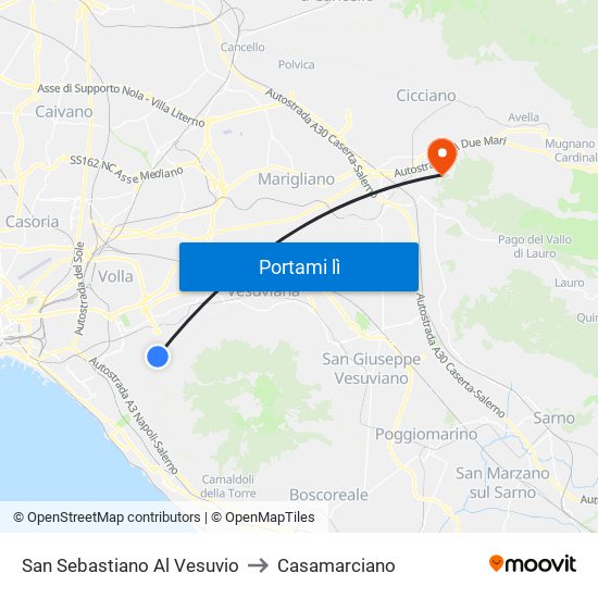 San Sebastiano Al Vesuvio to Casamarciano map