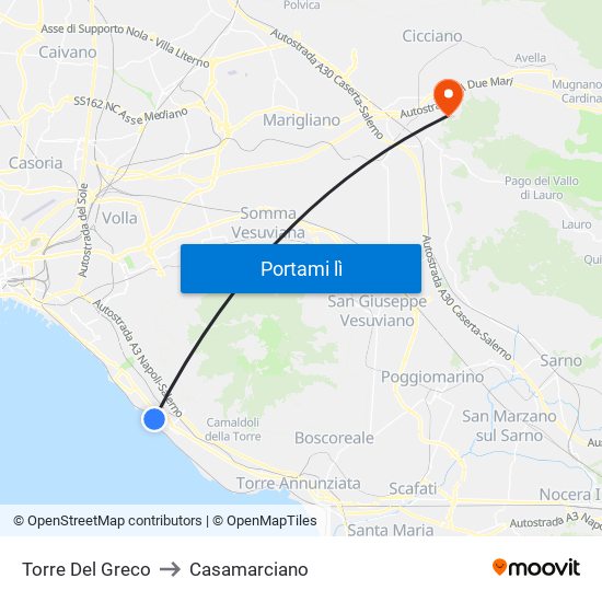 Torre Del Greco to Casamarciano map