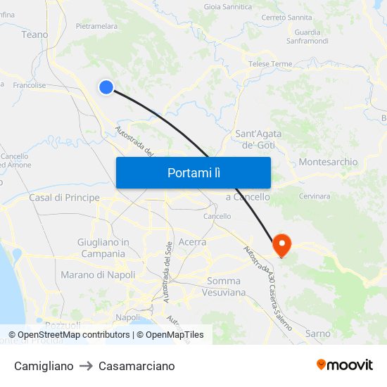 Camigliano to Casamarciano map