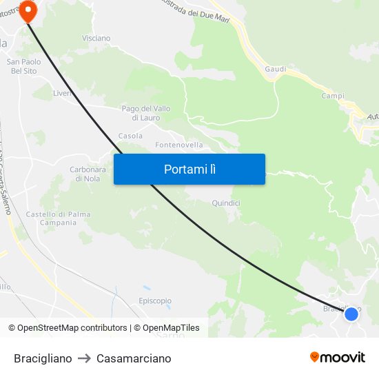 Bracigliano to Casamarciano map