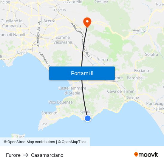 Furore to Casamarciano map