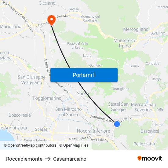 Roccapiemonte to Casamarciano map