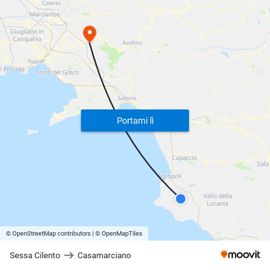 Sessa Cilento to Casamarciano map