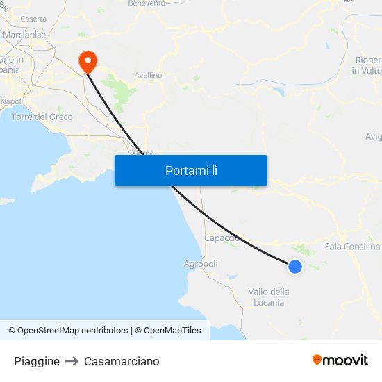 Piaggine to Casamarciano map