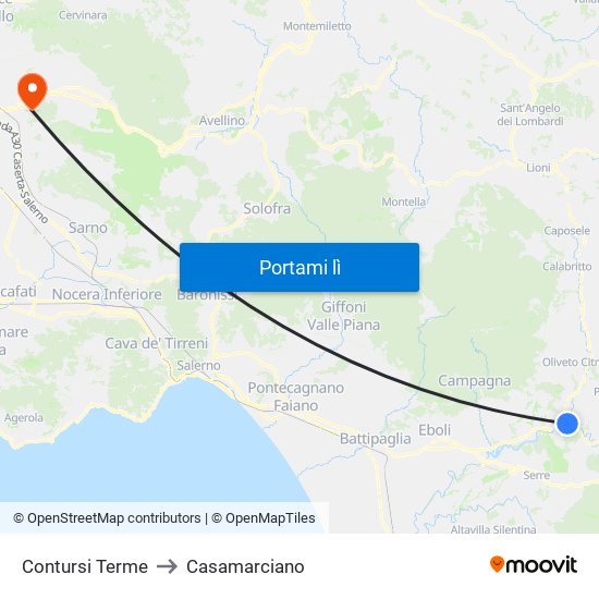 Contursi Terme to Casamarciano map