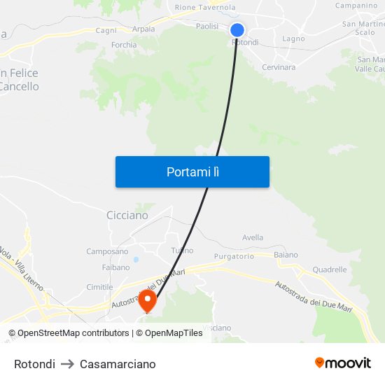 Rotondi to Casamarciano map