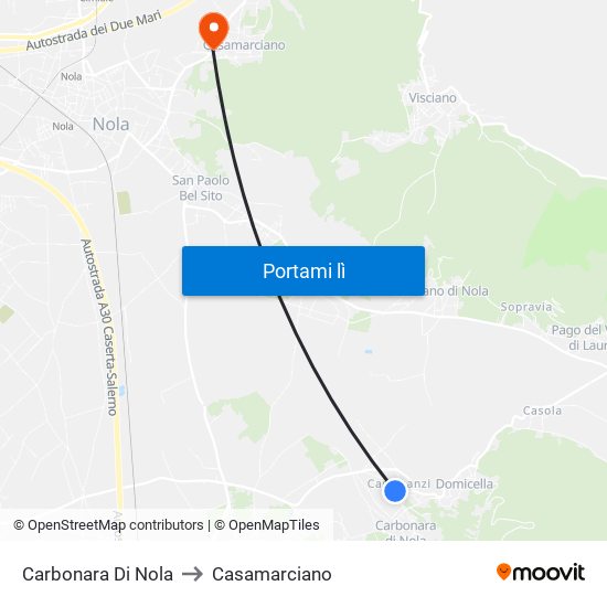 Carbonara Di Nola to Casamarciano map