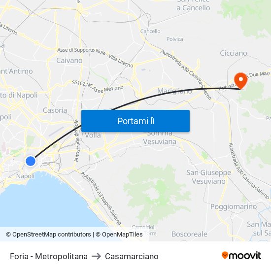 Foria - Metropolitana to Casamarciano map