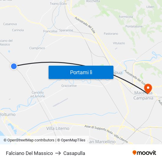 Falciano Del Massico to Casapulla map