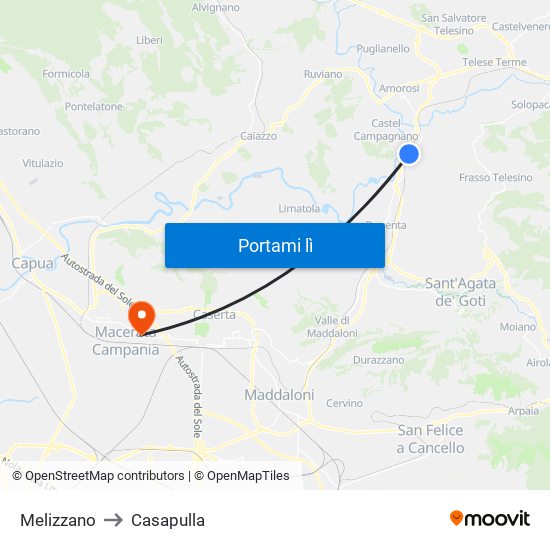 Melizzano to Casapulla map