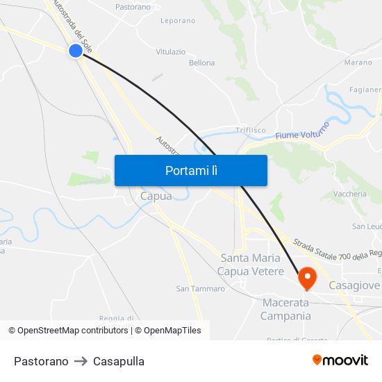 Pastorano to Casapulla map