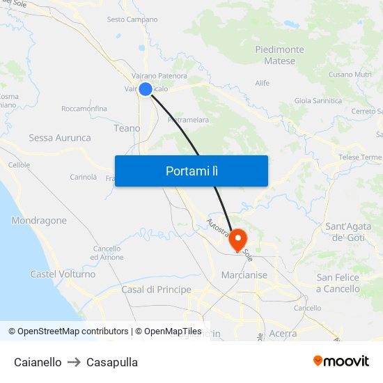 Caianello to Casapulla map