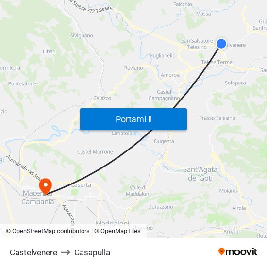 Castelvenere to Casapulla map