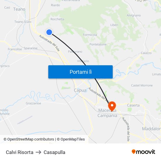 Calvi Risorta to Casapulla map