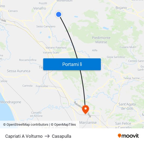 Capriati A Volturno to Casapulla map