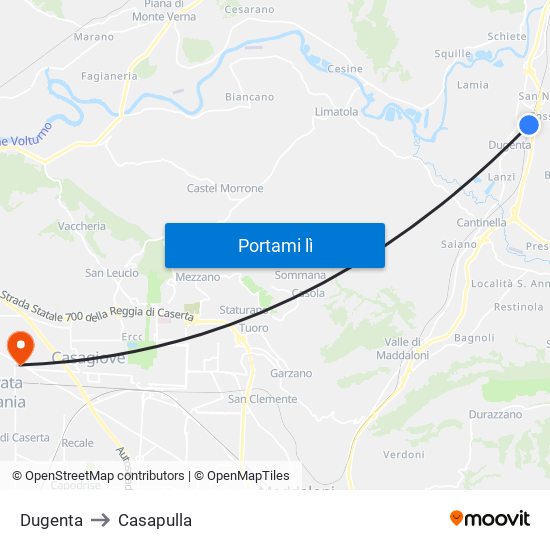 Dugenta to Casapulla map