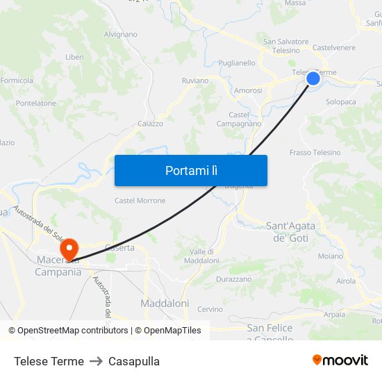 Telese Terme to Casapulla map