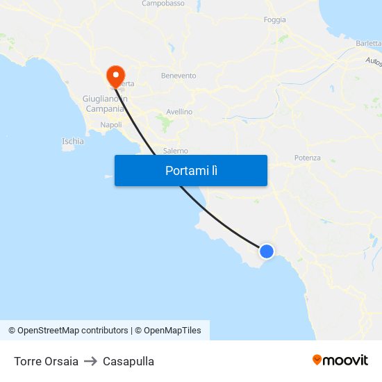 Torre Orsaia to Casapulla map