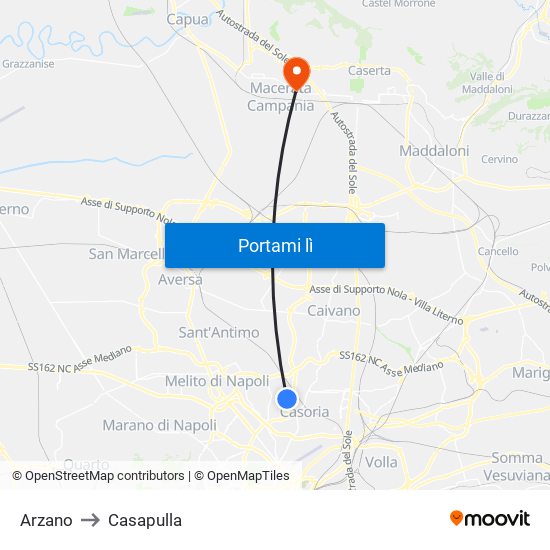 Arzano to Casapulla map