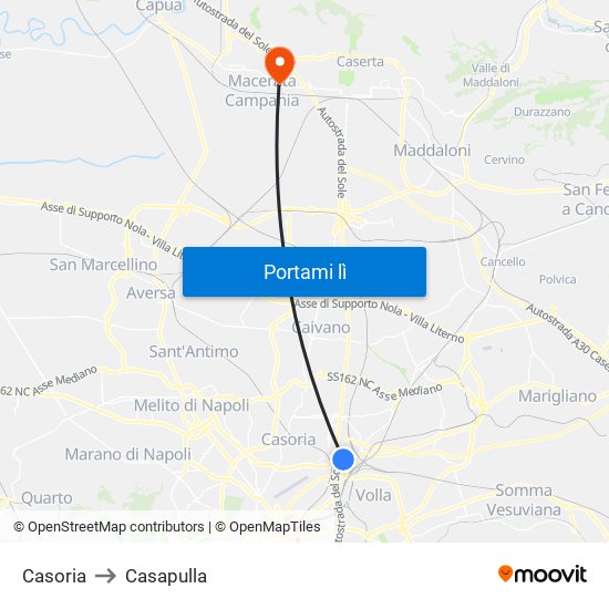 Casoria to Casapulla map