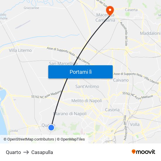 Quarto to Casapulla map