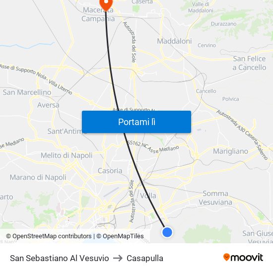 San Sebastiano Al Vesuvio to Casapulla map