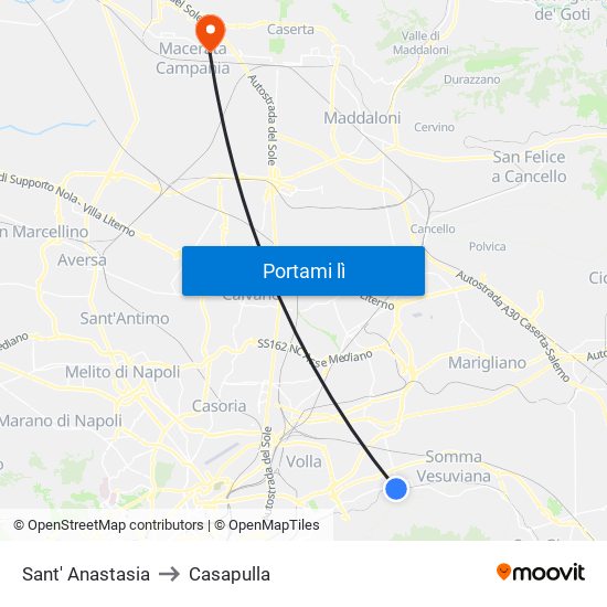 Sant' Anastasia to Casapulla map