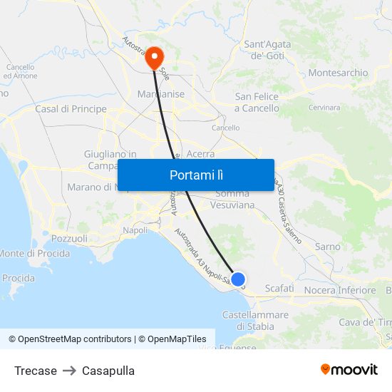 Trecase to Casapulla map